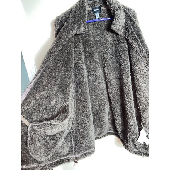 Forever 21 Teddy Jacket Chocolate Brown Poly Fleece Zip Soft Cozy Unisex Men XXL - Picture 7 of 7